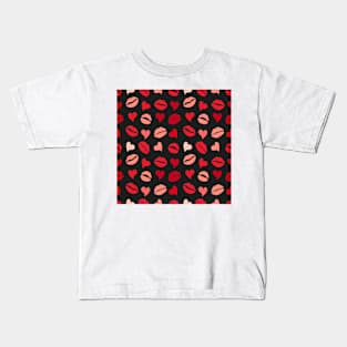 Heart and kisses  pattern Kids T-Shirt